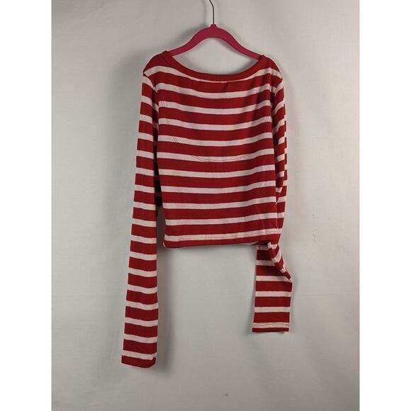 Colsie Striped Button Up‎ Sweater Cropped Small Candy Cane Red White Stripe Cute - Picture 2 of 7